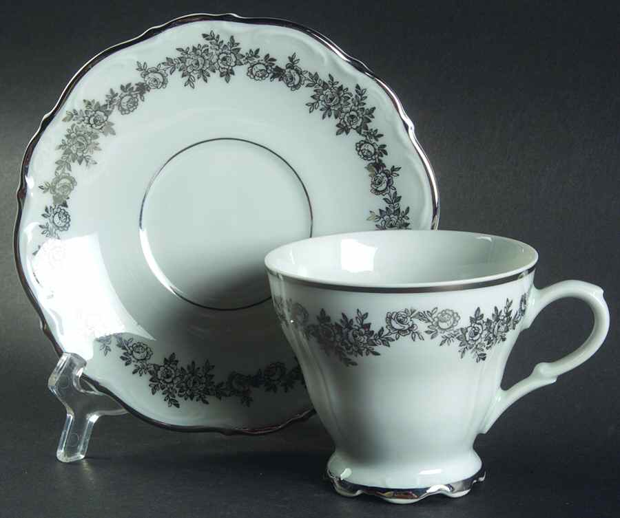 Corsage Footed Cup & Saucer Set by Belcrest-1