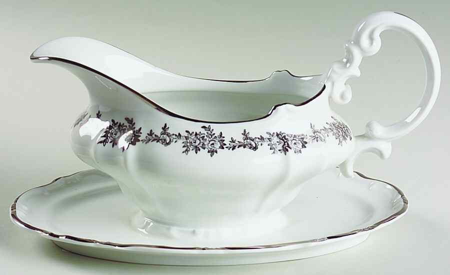 Corsage Gravy Boat with Attached Underplate by Belcrest-1