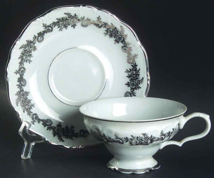 Corsage Footed Cup & Saucer Set by Belcrest-1