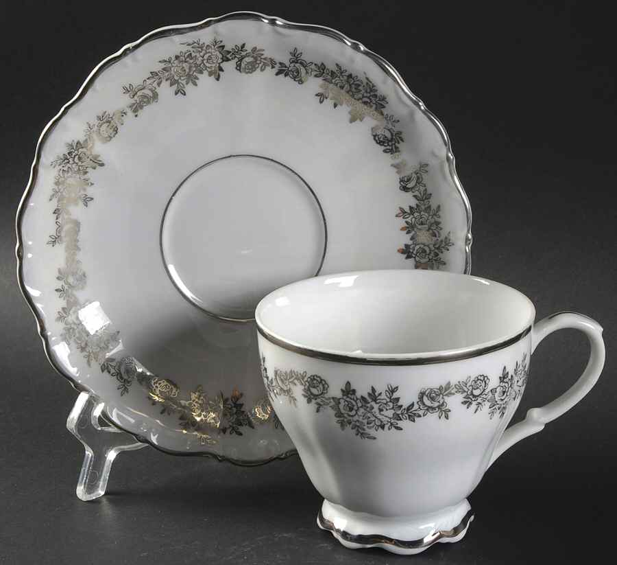Corsage Footed Cup & Saucer Set by Belcrest-1