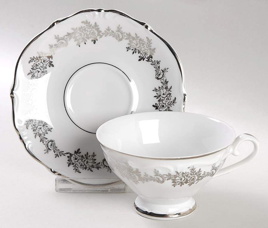 Corsage Footed Cup & Saucer Set by Belcrest-1