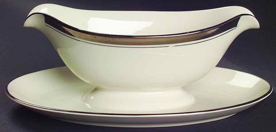 Renee (Platinum) Gravy Boat with Attached Underplate by Belcrest-1