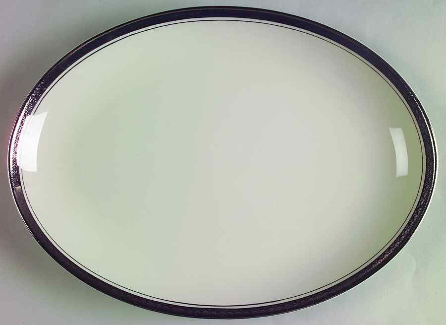 Renee (Platinum) 12" Oval Serving Platter by Belcrest-1