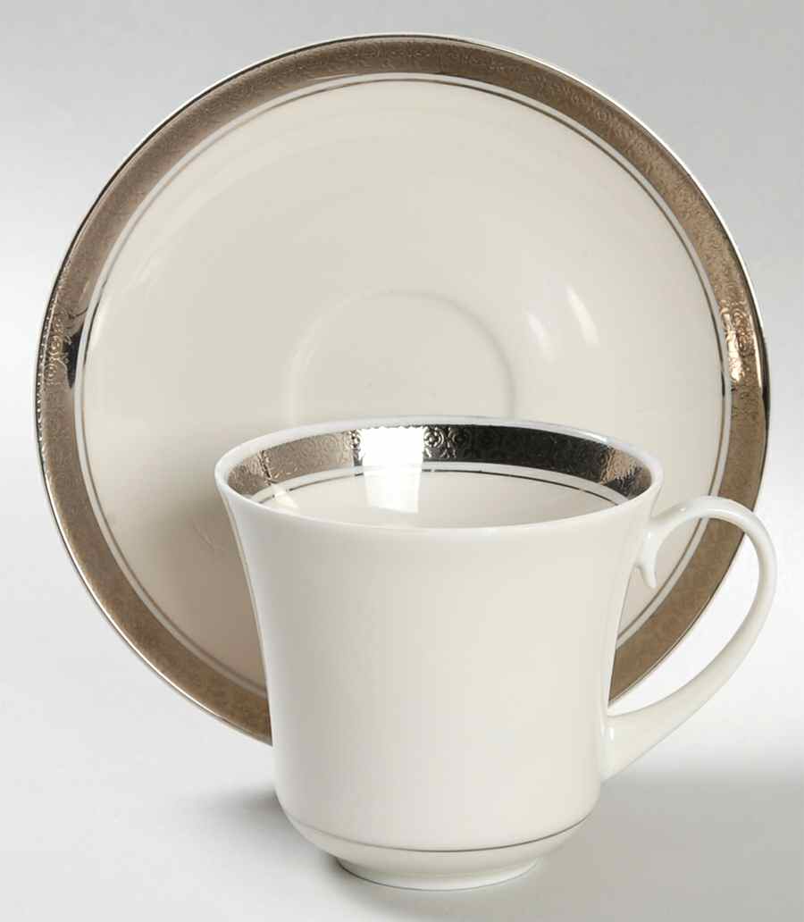Renee (Platinum) Flat Cup & Saucer Set by Belcrest-1