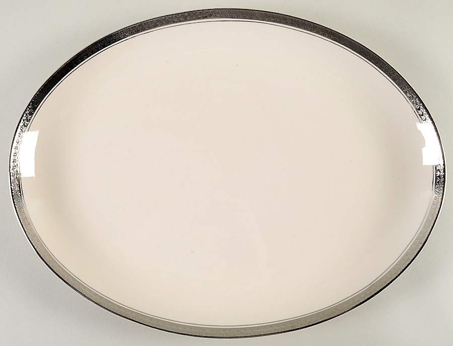 Renee (Platinum) 15" Oval Serving Platter by Belcrest-1