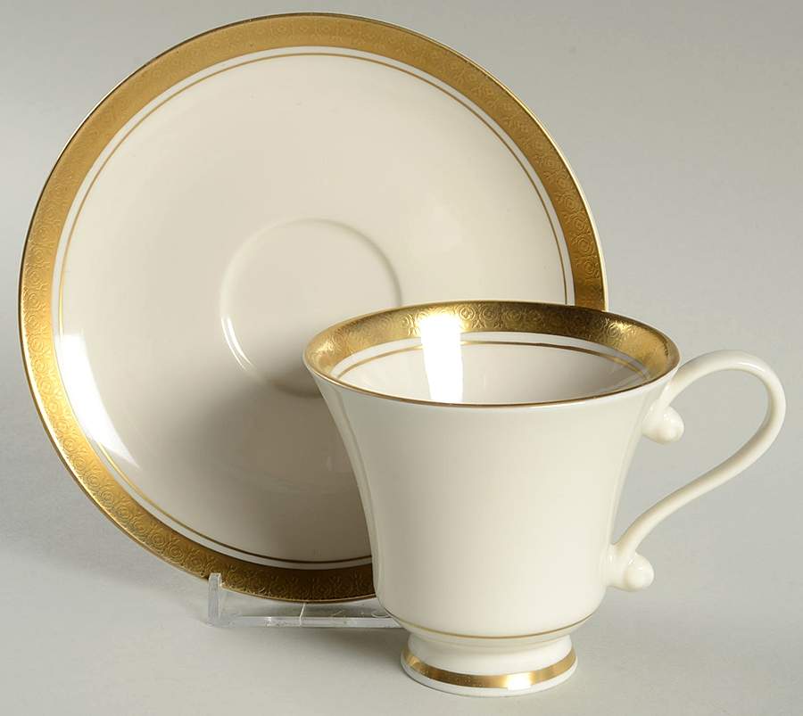 Renee (Gold) Footed Cup & Saucer Set by Belcrest-1