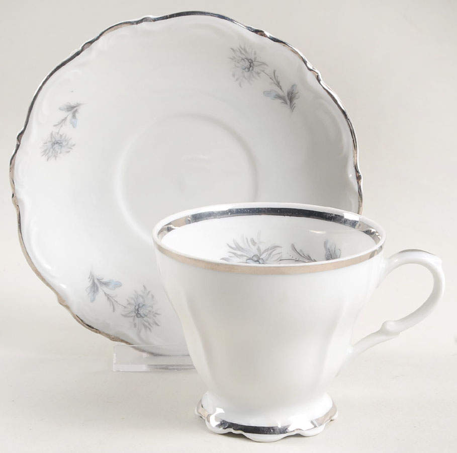 Summertime (1 Large Floral Spray) Footed Cup & Saucer Set by Belcrest-1