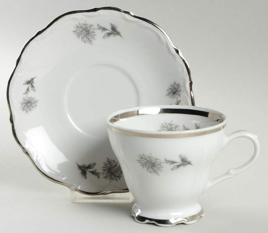 Summertime (1 Large Floral Spray) Footed Cup & Saucer Set by Belcrest-1
