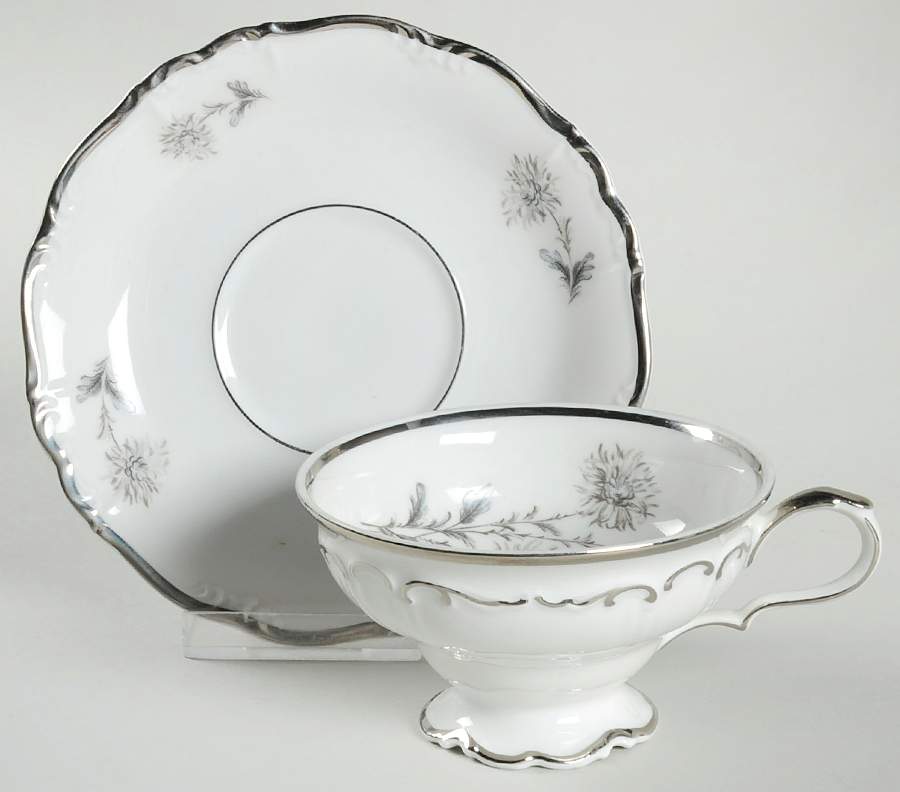 Summertime (1 Large Floral Spray) Footed Cup & Saucer Set by Belcrest-1