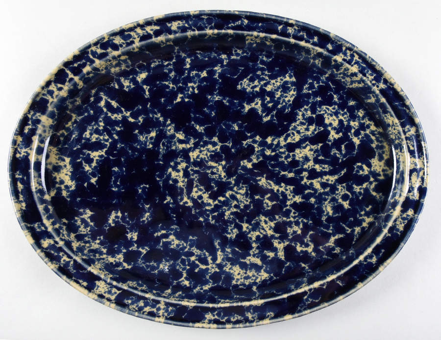 Agate Blue 16" Oval Serving Platter by Bennington Potters-1