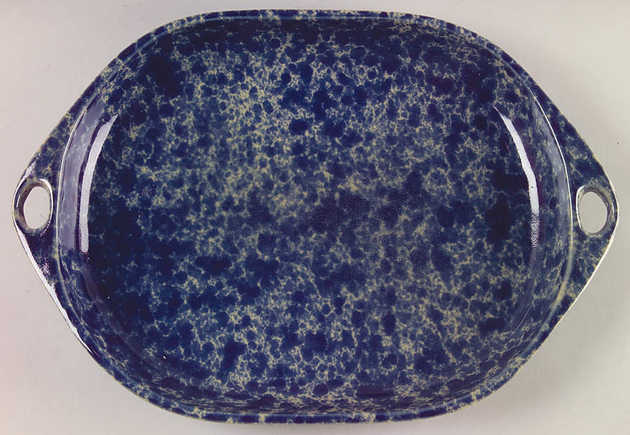 Agate Blue 14" Oval Handled Platter by Bennington Potters-1