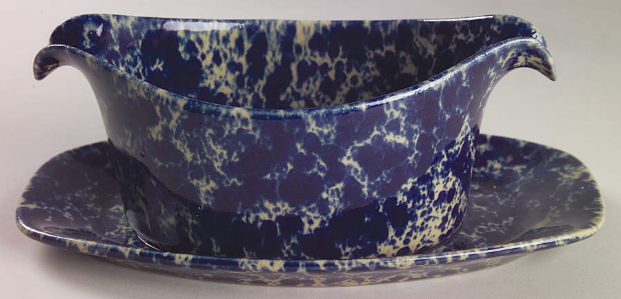 Agate Blue Gravy Boat with Attached Underplate by Bennington Potters-1