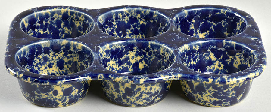 Agate Blue Muffin Pan (Holds 6 Muffins) by Bennington Potters-1