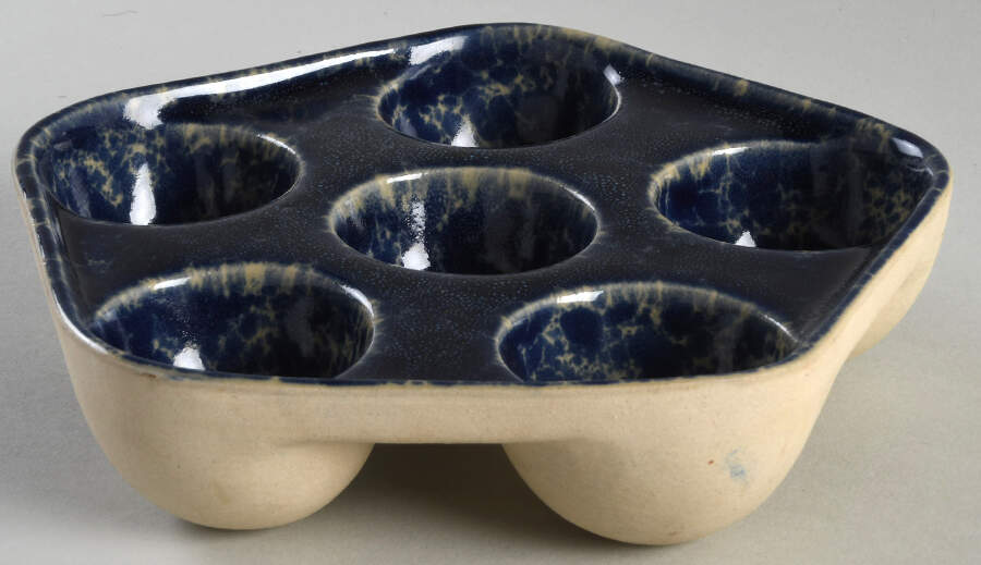 Agate Blue 6 Hole Escargot/Snail Dish by Bennington Potters-1