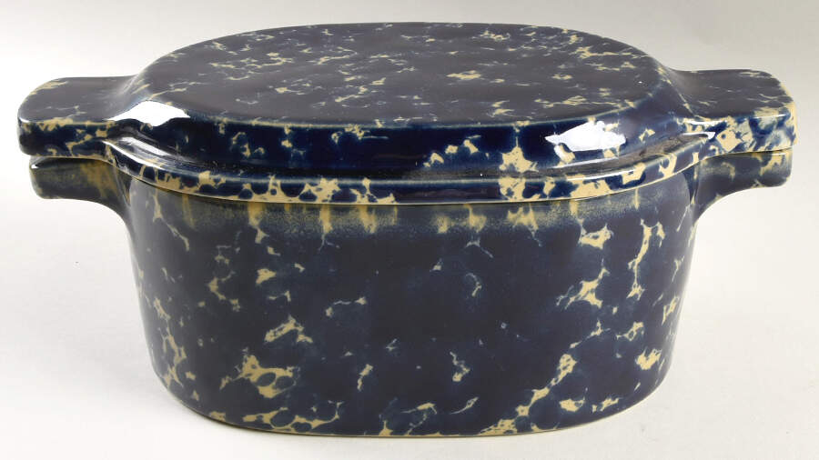 Agate Blue 2 Quart Oval Covered Casserole by Bennington Potters-1