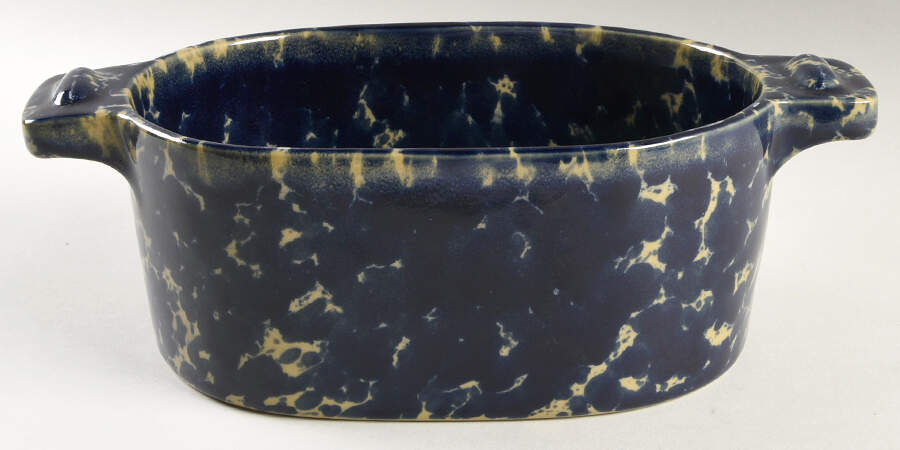 Agate Blue 2 Quart Oval Covered Casserole No Lid by Bennington Potters-1