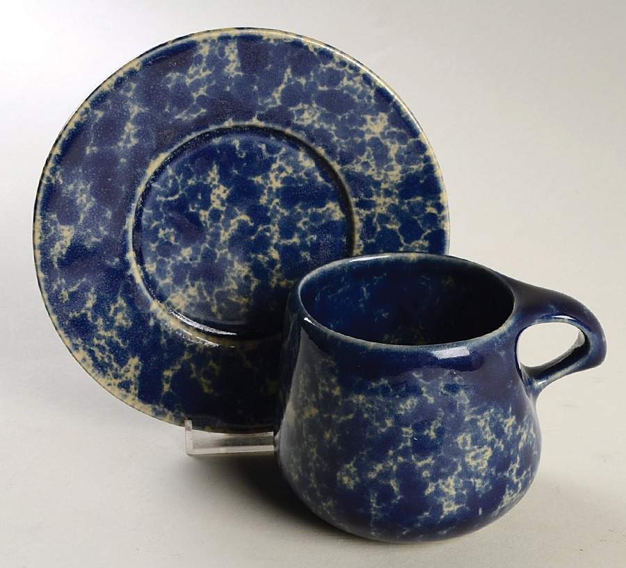 Agate Blue 3" Flat Cup & Saucer Set by Bennington Potters-1