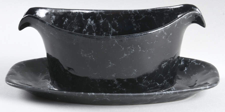 Agate Black Slate Gravy Boat with Attached Underplate by Bennington Potters-1
