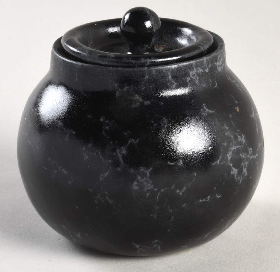 Agate Black Slate Sugar Bowl & Lid by Bennington Potters-1