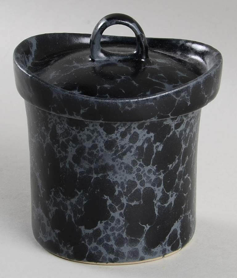 Agate Black Slate Sugar Bowl & Lid by Bennington Potters-1