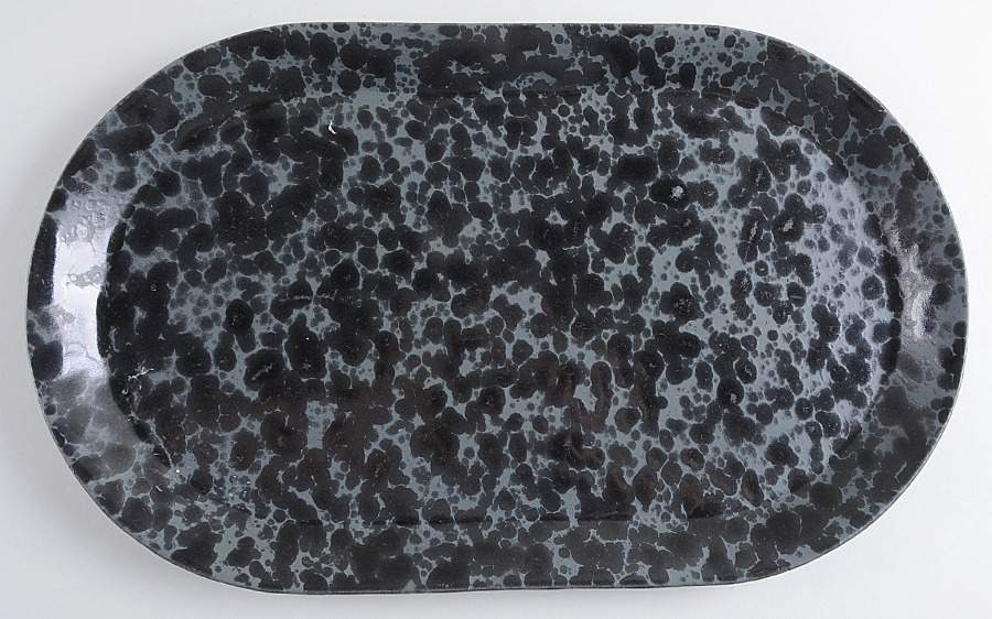 Agate Black Slate 17" Oval Serving Platter by Bennington Potters-1