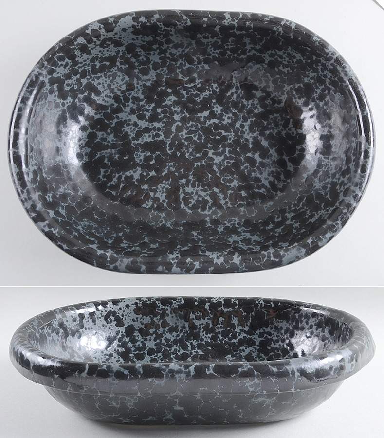 Agate Black Slate 14" Oval Baker by Bennington Potters-1