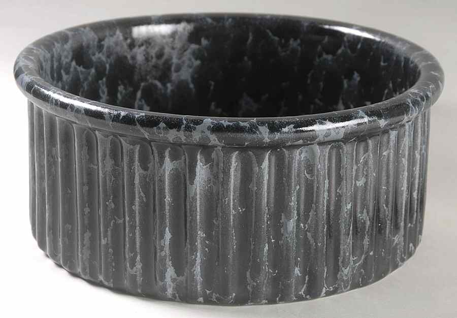Agate Black Slate 8" Souffle by Bennington Potters-1