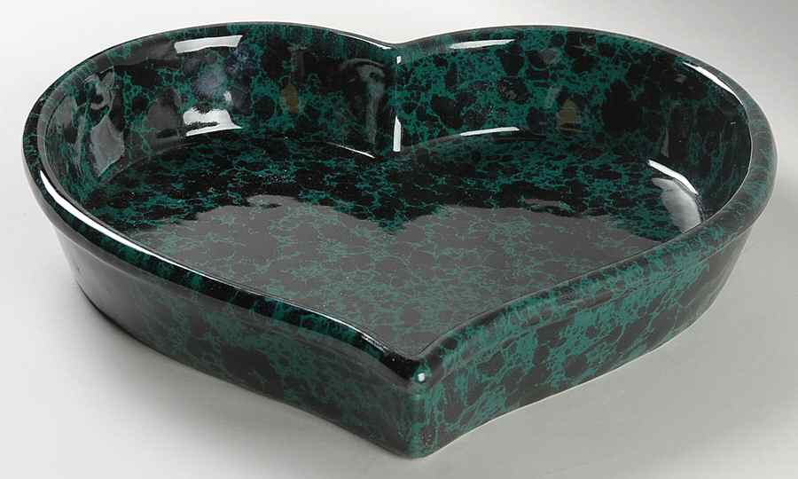 Agate Black and Green Heart Shaped Baker by Bennington Potters-1