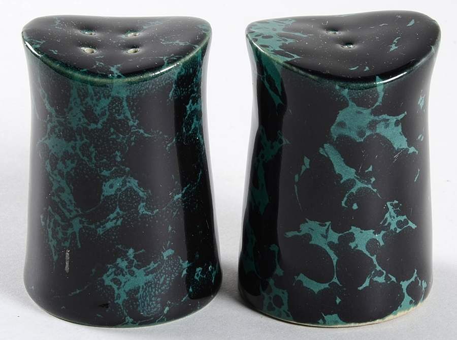 Agate Black and Green Salt & Pepper Set by Bennington Potters-1