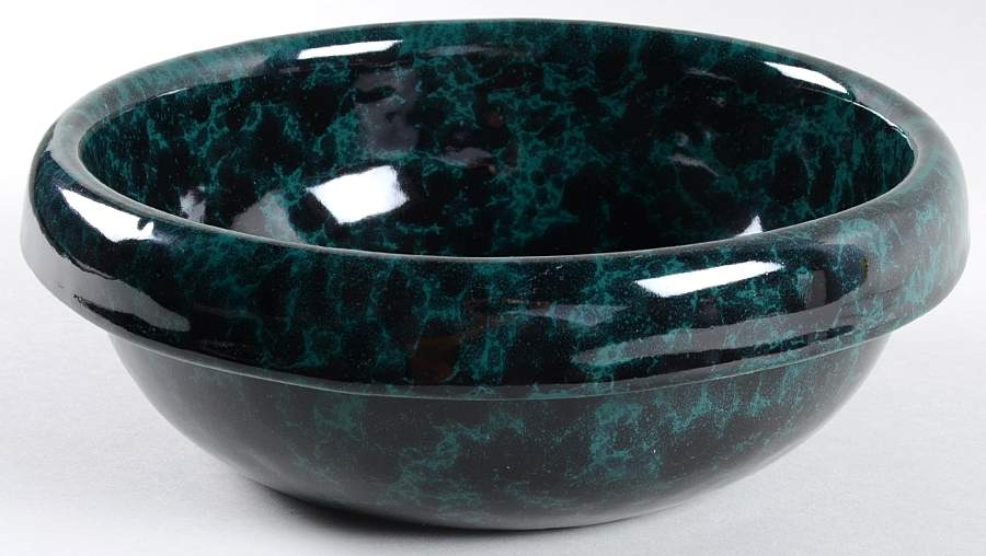 Agate Black and Green 10" Round Vegetable Bowl by Bennington Potters-1