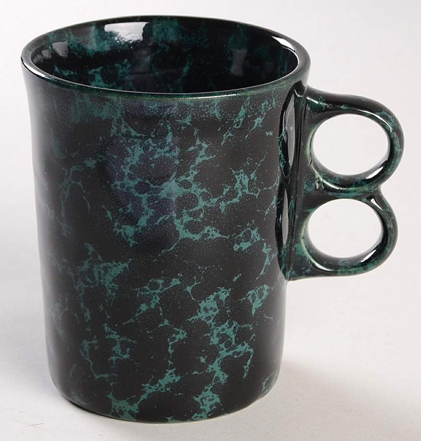 Agate Black and Green Double Finger Mug by Bennington Potters-1
