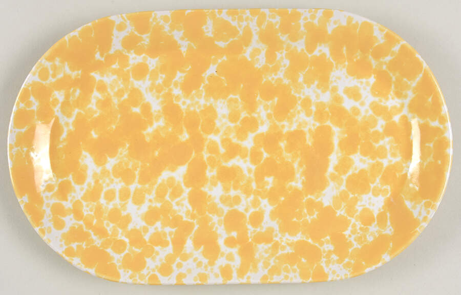 Agate Yellow (Morning Glory) Oval Breakfast Plate by Bennington Potters-1