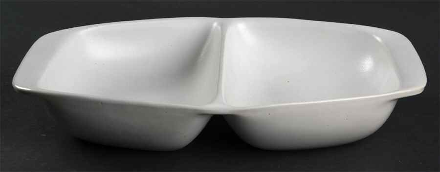 White 12" Oval Divided Vegetable Bowl by Bennington Potters-1