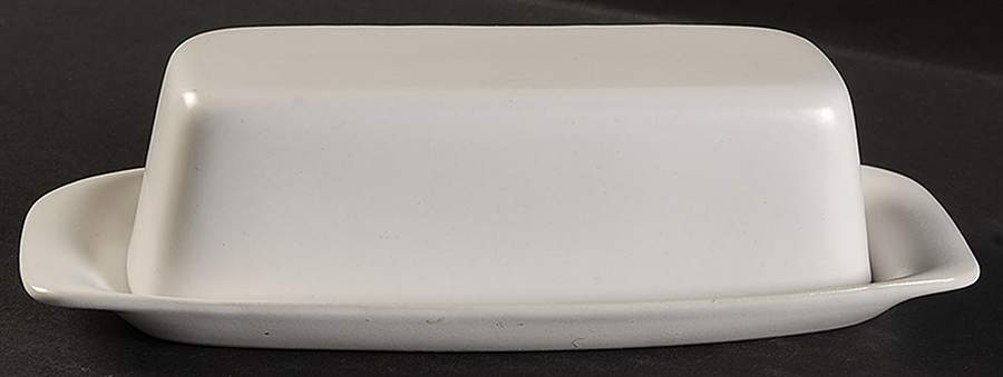 White 1/4 Lb Covered Butter by Bennington Potters-1