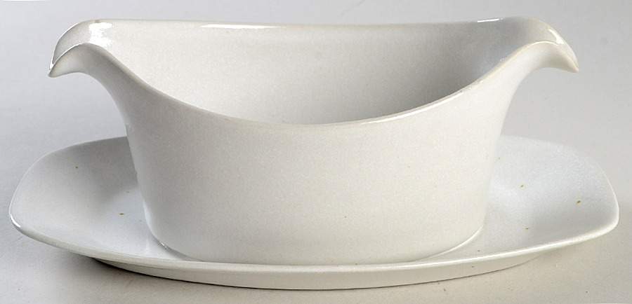 White Gravy Boat with Attached Underplate by Bennington Potters-1