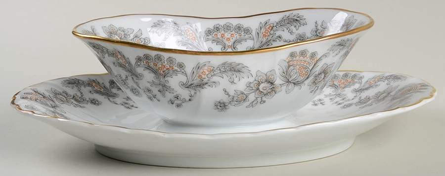 Alencon Gravy Boat with Attached Underplate by Bernardaud-1