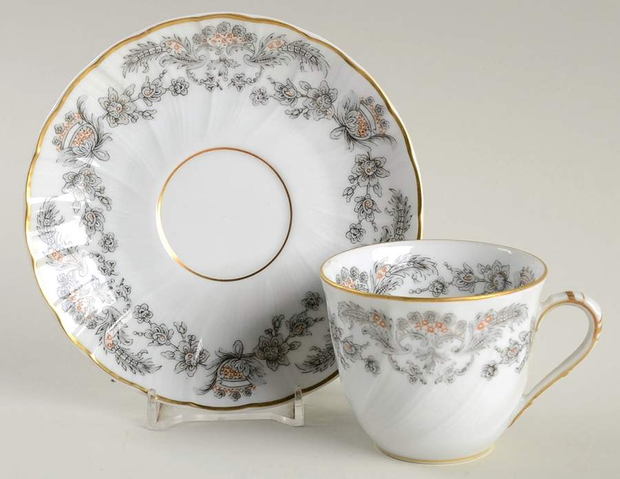 Alencon Flat Demitasse Cup & Saucer Set by Bernardaud-1