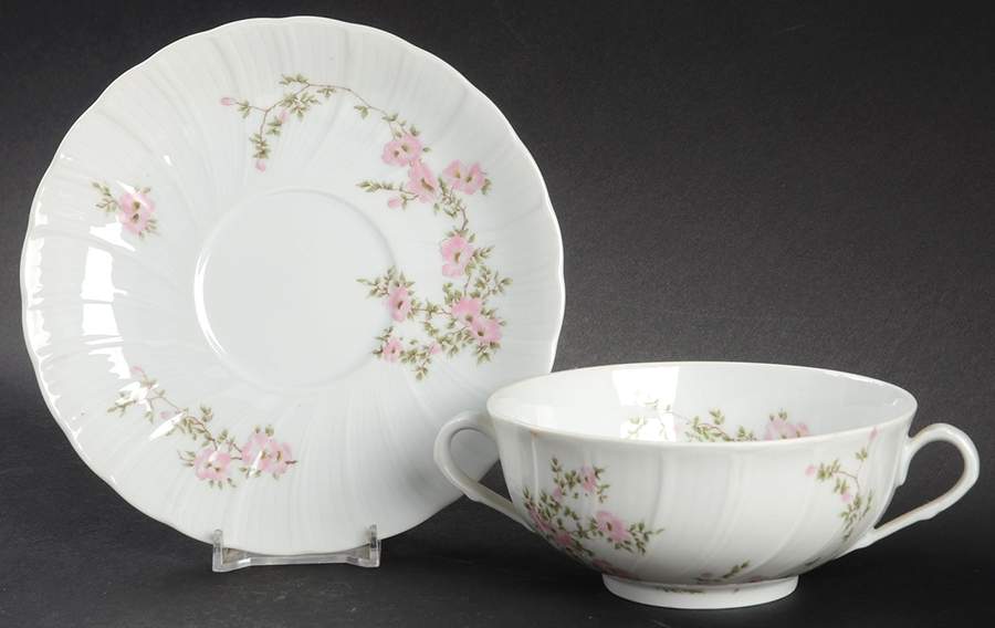 Amandine Footed Cream Soup Bowl & Saucer Set by Bernardaud-1