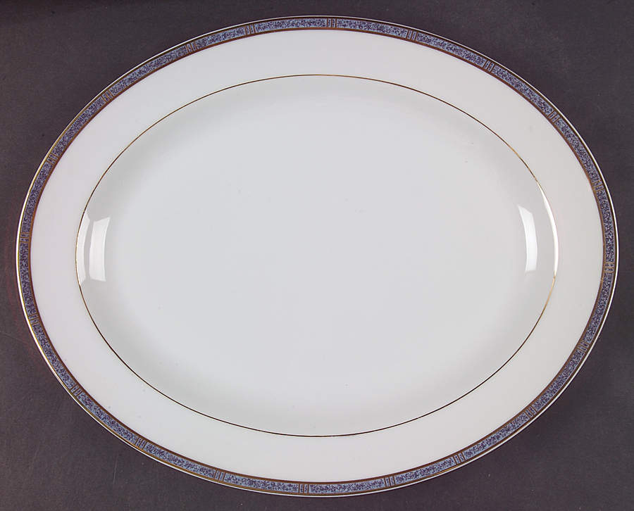Antinea Bleu 13" Oval Serving Platter by Bernardaud-1