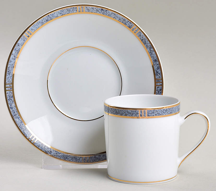 Antinea Bleu Flat Demitasse Cup & Saucer Set by Bernardaud-1