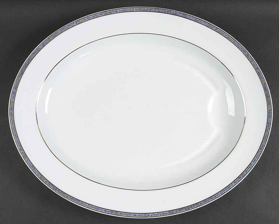 Antinea Bleu 17" Oval Serving Platter by Bernardaud-1