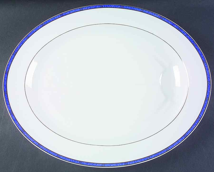 Antinea Lapis (Outremer) 16" Oval Platter with Well by Bernardaud-1
