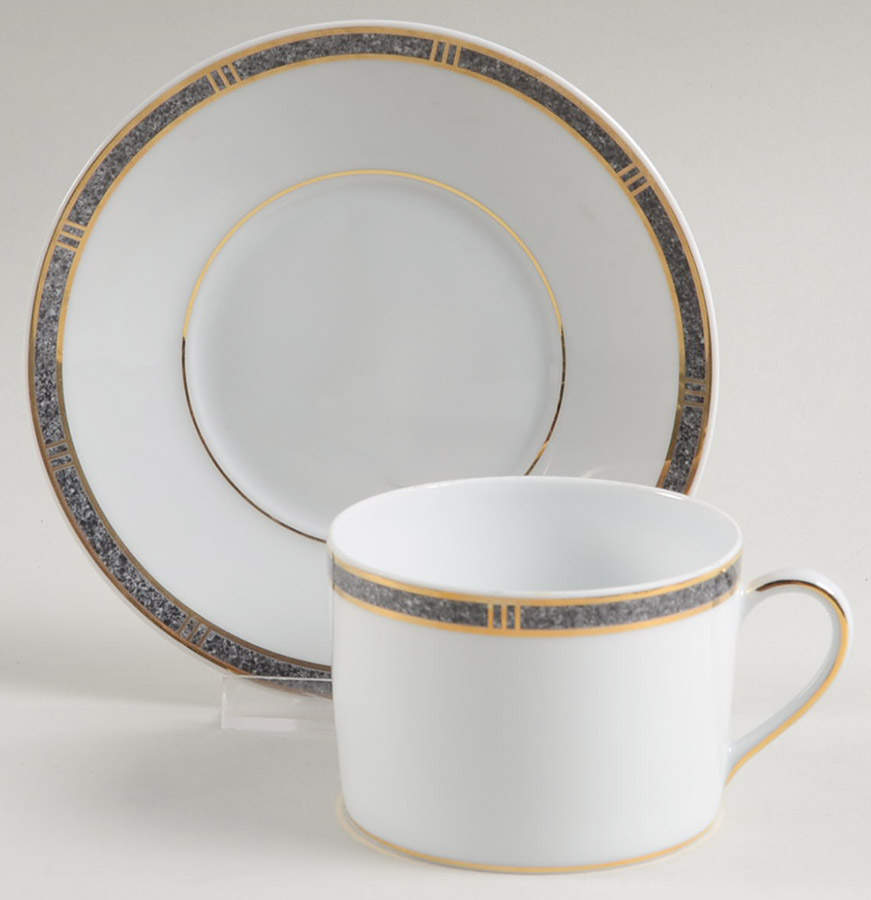 Antinea Anthracite Flat Cup & Saucer Set by Bernardaud-1