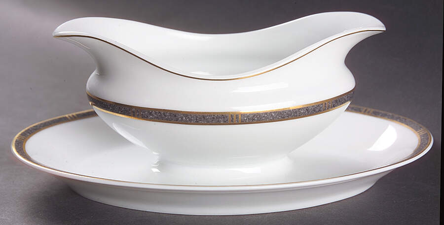 Antinea Anthracite Gravy Boat with Attached Underplate by Bernardaud-1