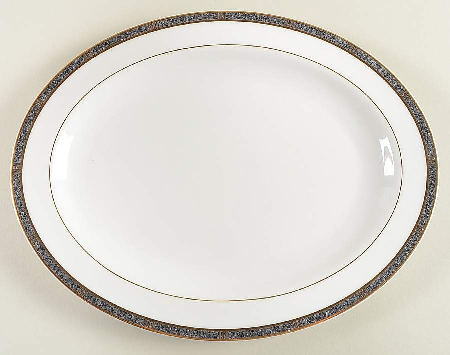 Antinea Anthracite 11" Oval Serving Platter by Bernardaud-1
