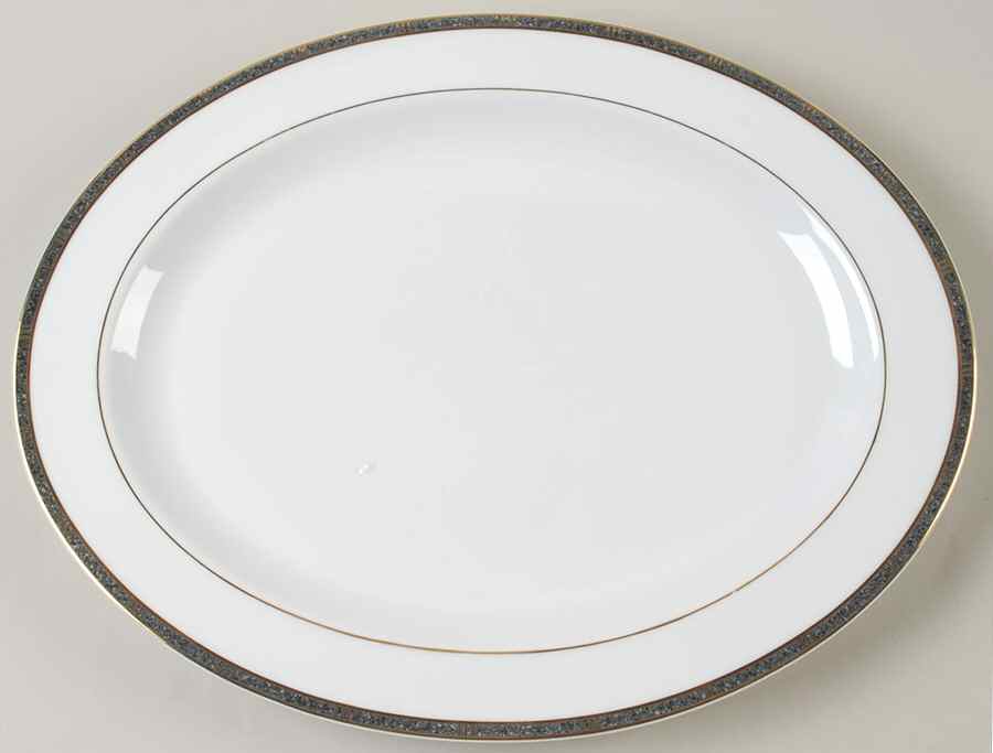 Antinea Anthracite 15" Oval Serving Platter by Bernardaud-1