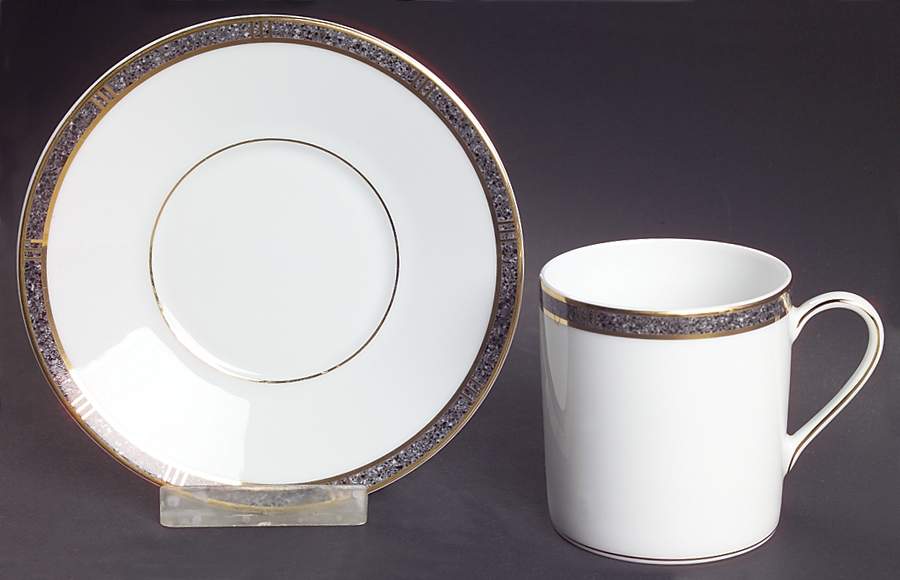 Antinea Anthracite Flat Cup & Saucer Set by Bernardaud-1