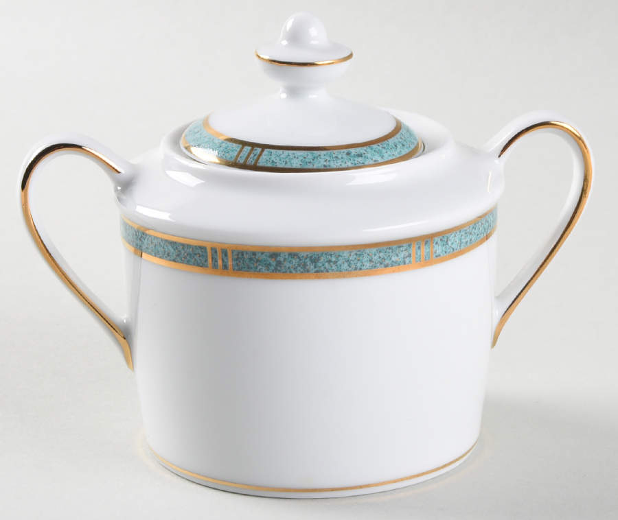 Antinea Vert Sugar Bowl & Lid by Bernardaud-1
