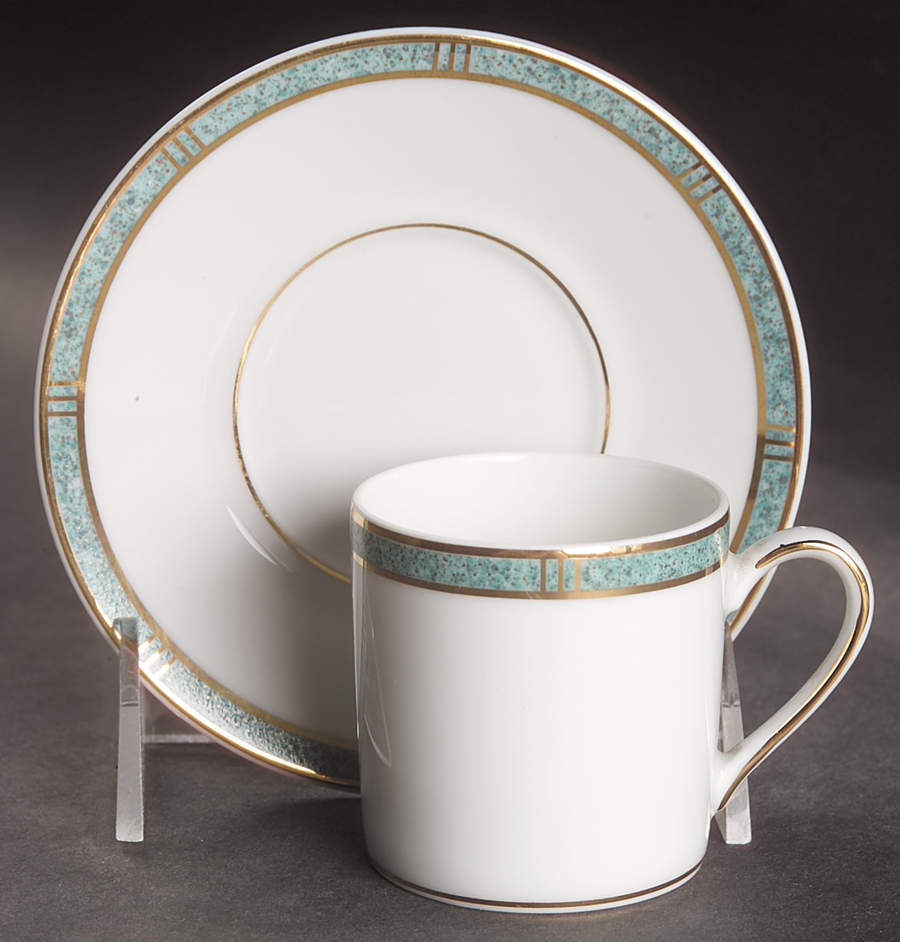 Antinea Vert Flat Demitasse Cup & Saucer Set by Bernardaud-1