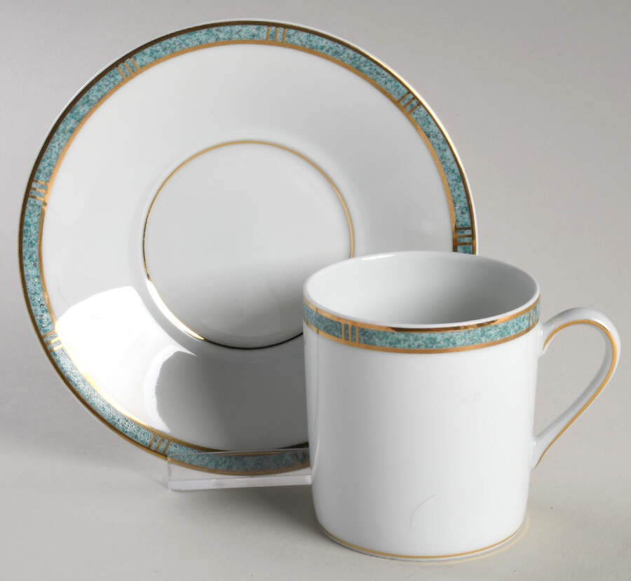 Antinea Vert Large Flat Cup & Saucer Set by Bernardaud-1